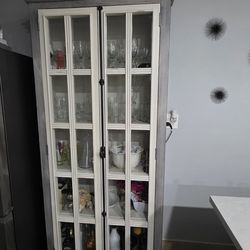 Gray China Cabinet with glass doors