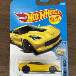 Brand New Unopened 2017 Yellow Corvette C7 Z06 Factory Fresh Hot Wheels Diecast Car