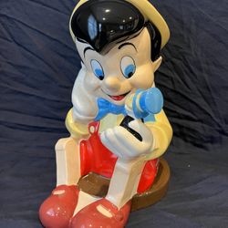 Vintage Disney Treasure Craft Pinocchio With Jiminy Cricket Cookie Jar