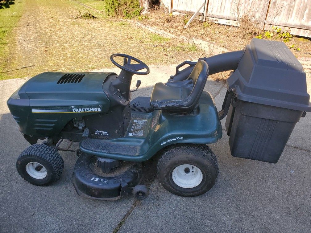 Craftsman Intek 18.5 V-twin Riding Lawn Mower With Bagger And Plow Attachment