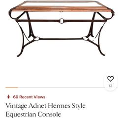 Vintage Adnet Hermes Style Equestrian Console