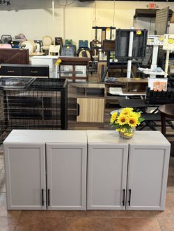 🔥Set of 2🔥Wall Storage Cabinet - Kitchen Laundry Wall Amount Cabinet with Two Shaker Doors and Shelf(Grey)  💰99$