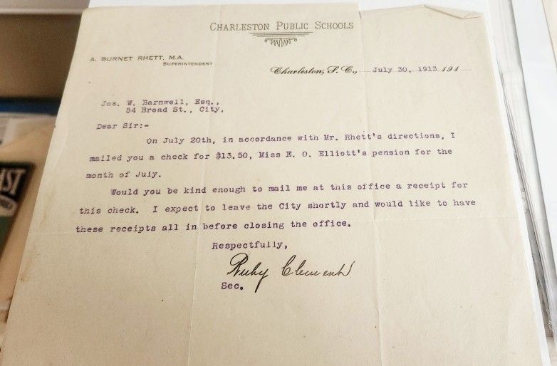 1913 Charleston County Public Schools Document