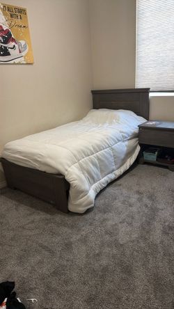 Twin bed with nightstand