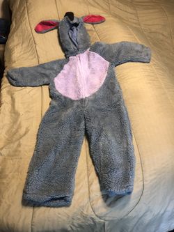 Disney Children’s Eyeore Halloween Costume Size 4-6T Tear Away Tail Warm