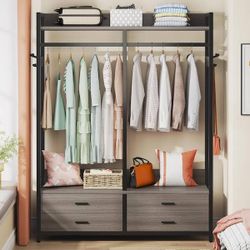 *NEW* Freestanding Wardrobe Closet Rack with Drawers