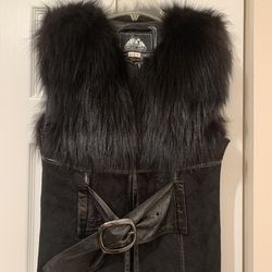 leather vest with fur