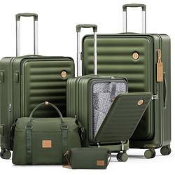 5 Piece Luggage Set - olive green