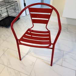 Set of 4 Red Metal Stackable Chairs