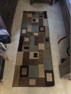 Used Brown-Black Hallway Runner Rug