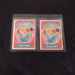 2 Vintage Old 1986 Garbage Pail Kids Cards - Punchy Perry / Creamed Keith 97a / 97b