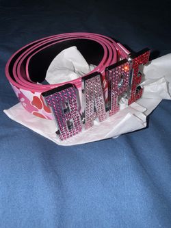 Bape pink camo rhinestone buckle belt
