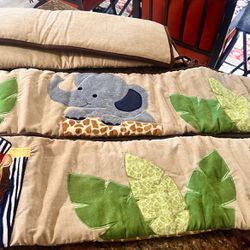 Safari Animals Cotton Baby Crib Bedding Bed + Pillow Case