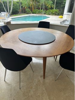 Modani 60” dining table with lazy Suzan