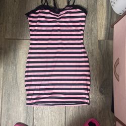 Black And Pink striped dress
