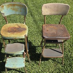 Two Vintage Cosco metal step stool chair