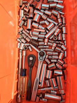 Large Lot of Sockets with Ratchets