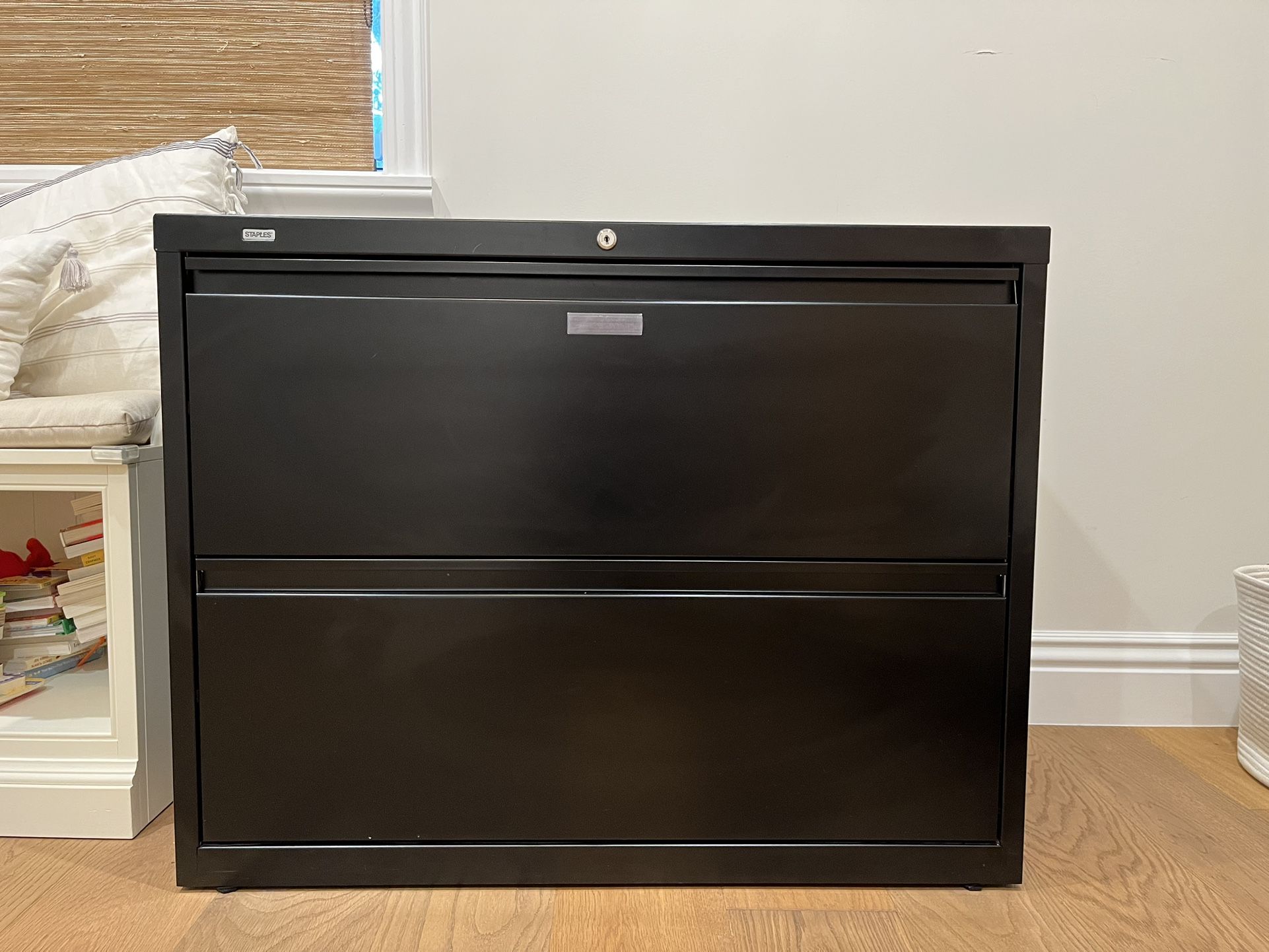 Black Filing Cabinet With Keys (and Removable Magnetic Label)