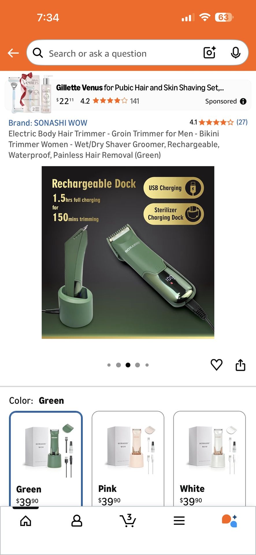 Electric Body Hair Trimmer/ Maquina Para Cortar Pelo Y Barba