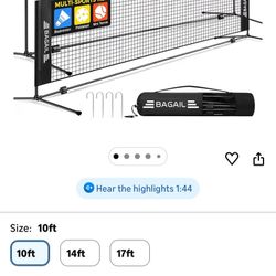 BAGAIL Badminton Net, Height Adjustable Kids Volleyball Net, Foldable Nylon Net 10 ft/14ft/17ft Wide, Tennis Net, Small Pickleball Net for Backyard Ga