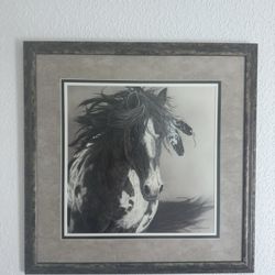 Large JUDY LARSON The Limited Edition Signed & Numbered Wildlife Artist Team Horse Art Measures 27” x 27” In excellent condition  Pick up in Hobe Soun