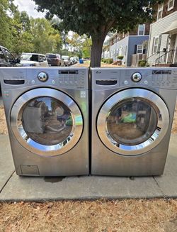LG Front Load Washer & Gas Dryer Set – Steam, Stainless Steel