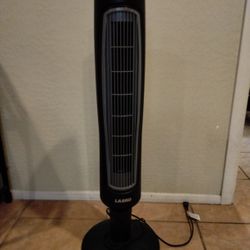 Lasko 38" Oscillating 3- Speed Wind Tower Fan with Remote, T38305, Black/Silver