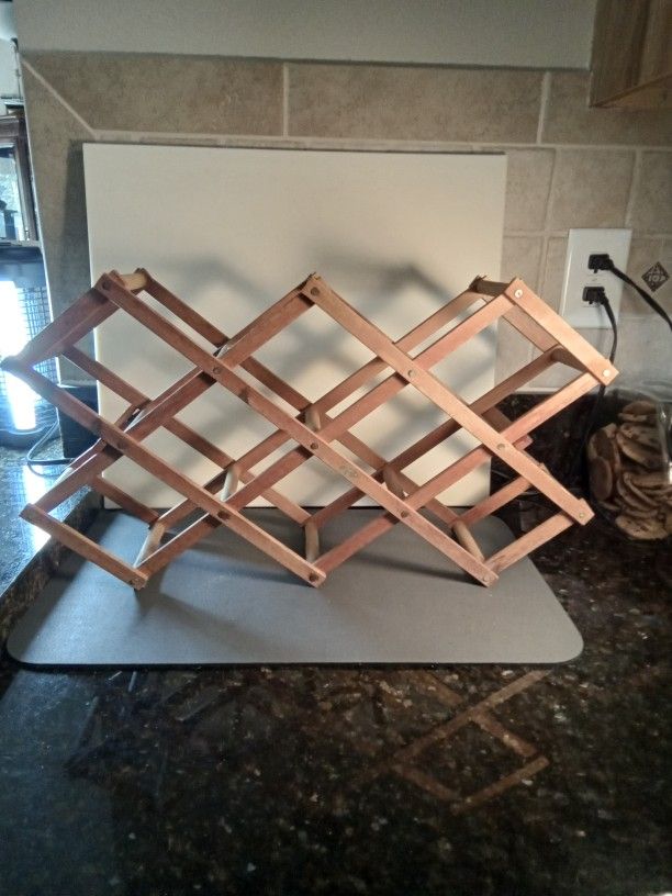 Vintage Expandable Takahashi Wooden 8 Bottle Wine Rack
