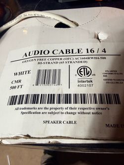 Audio cable 16/4 stranded white oxygen free copper OFC 500ft spool