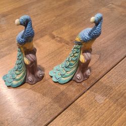 Two Ceramic Peacock Figurines