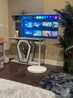 Samsung Smart TV on White Floor Stand only