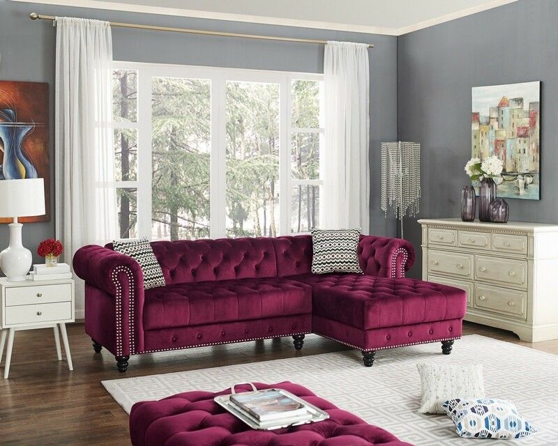 Red wine glamorous luxurious sofa sectional couch