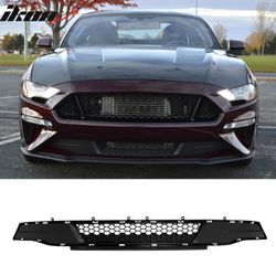 Fits 2018-2023 Ford Mustang IKON Style Front Bumper Lower Grille ABS Unpainted Black