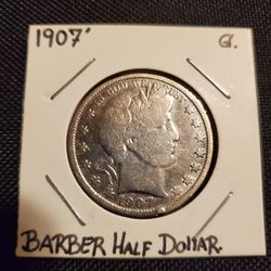 US Currency 1907 US Barber Half Dollar