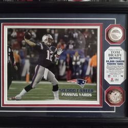 Highland Mint Tom Brady Framed Picture 2 Silver Coins Career High Passing Yards 2014
