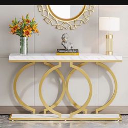❤️55 inch Faux Marble Gold Console Table Modern Entryway Table Narrow $100