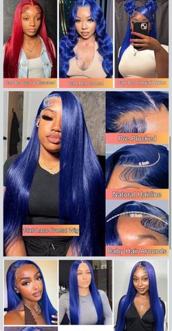 Dark Blue Wig Long Straight Navy Blue Synthetic Lace Front Wigs Pre Plucked Natural Hairline 28inch 603