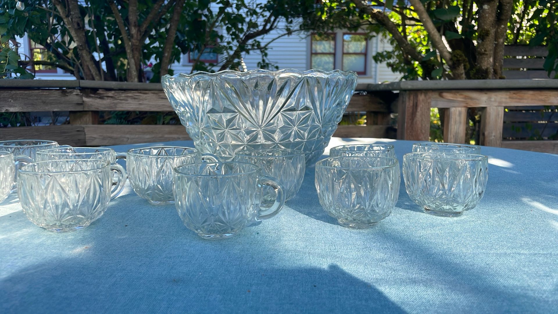 Beautiful antique crystal bowl and cups