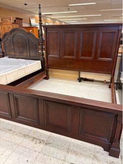 King Wood 4 Panel Bed Frame