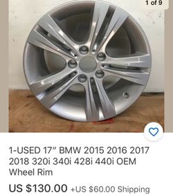 1-USED 17” BMW 2015 2016 2017 2018 320i 340i 428i 440i OEM Wheel Rim