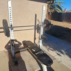Fitness Gear Pro Series Bench Press; Bar And Weights