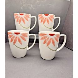 4 CORELLE Coordinates PRETTY PINK 12oz Coffee Mugs Porcelain