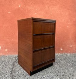 Vintage Mid Century Modern Walnut 3 Drawer Side Table