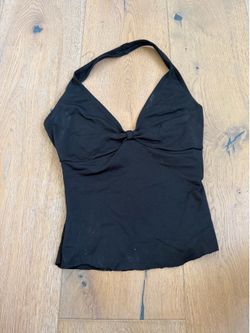 Vintage-Style Black Halter Top - Size Small
