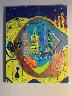 Original Mid-Century Modern Pop Art Painting  by Clint Wiater, on Canvas