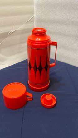 Vintage Mid Century 1970s Aladdin Red & Black Diamond Pattern Thermos 1 Pint- Reduced