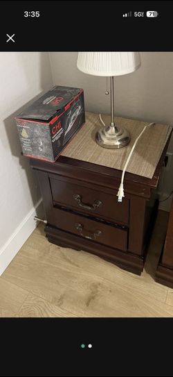nightstand and lamp