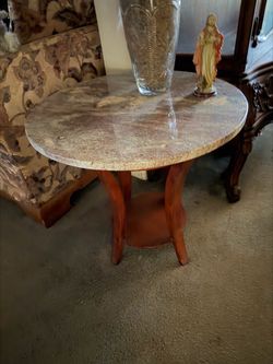 Wooden table.