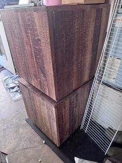 Wood Grain Cube end tables  Set of 2