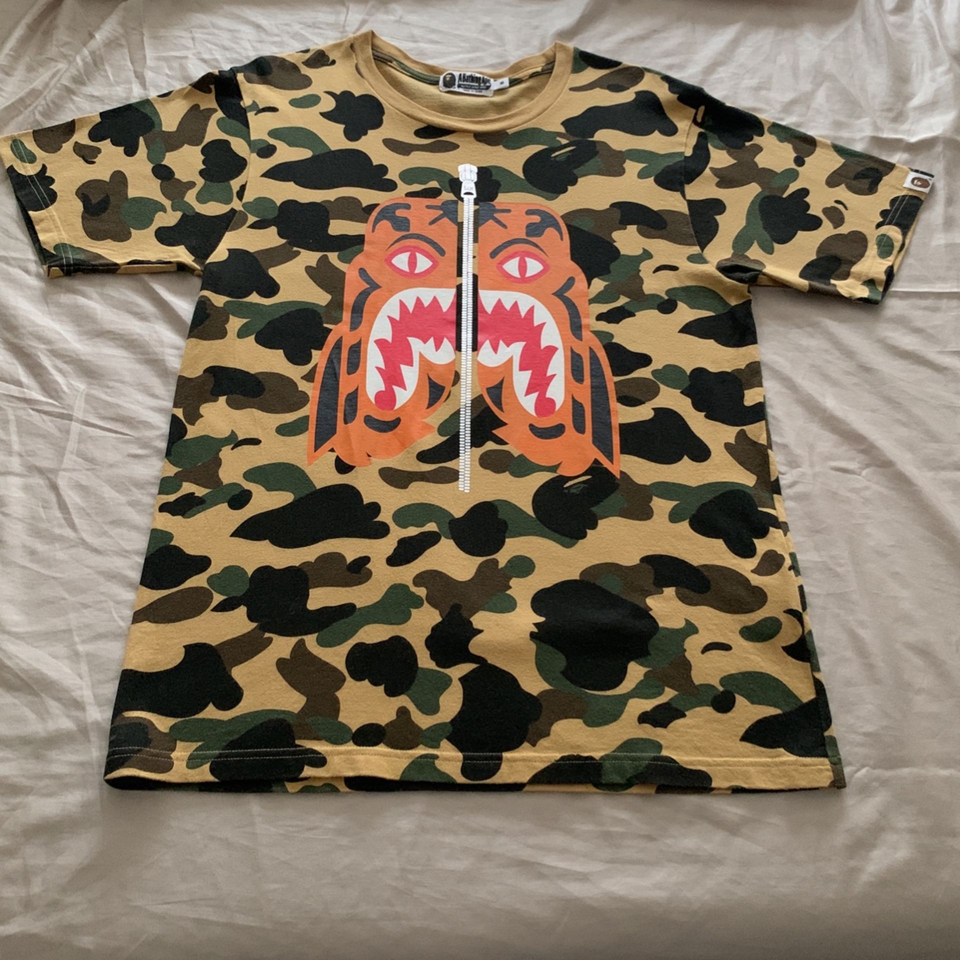 Bape Yellow Camo Tiger Print t-shirt. Size Medium